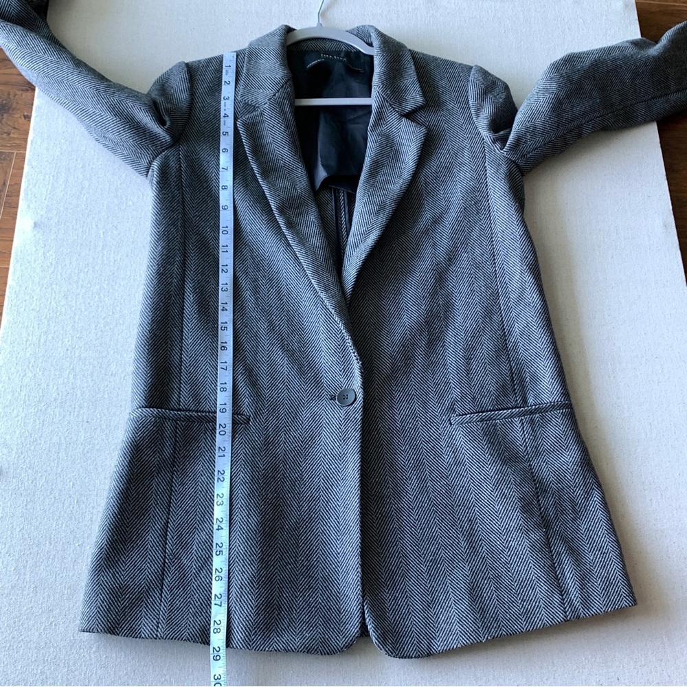 Zara Basic Collection Oversized Gray Herringbone … - image 6